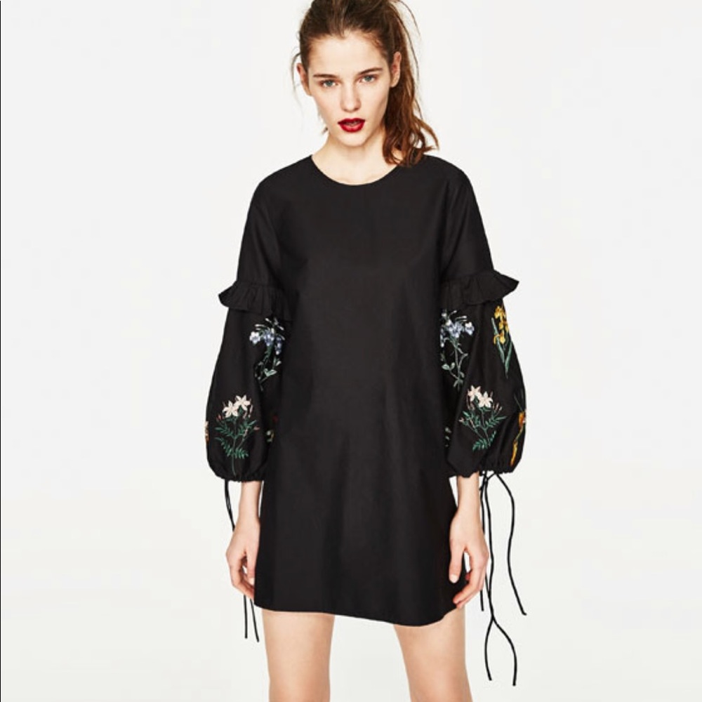 Zara cotton swing peasant mini dress
